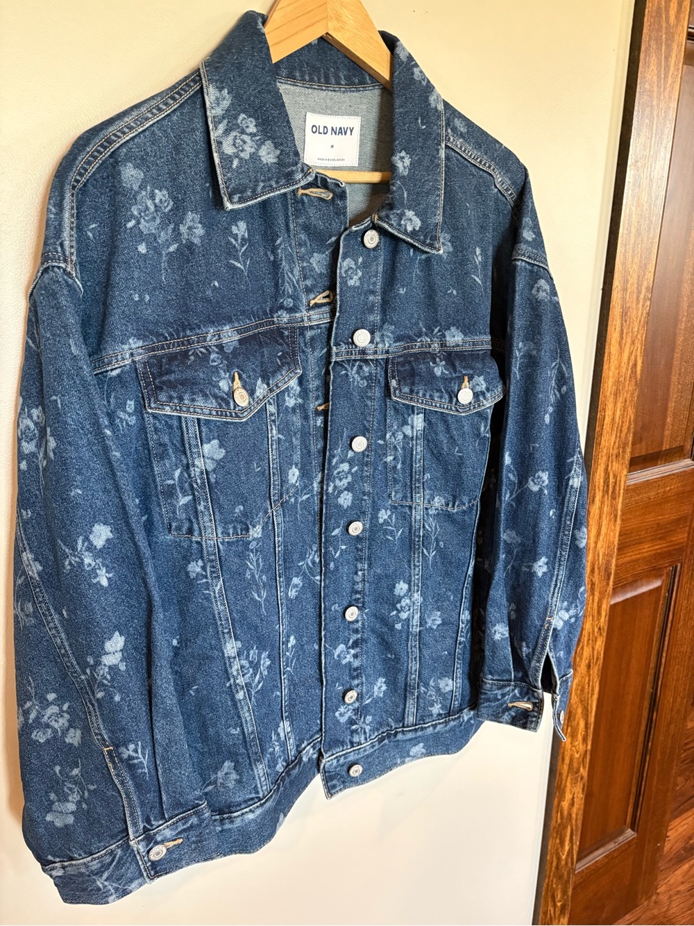 Old Navy Blue Floral Print Denim Jacket - Picture 1 of 5